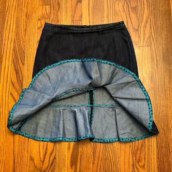 Anthropologie Leifsdottir Lana Dark Denim Ruffle Trumpet Skirt 4 - Picture 5 of 13